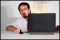 Computer on fire
